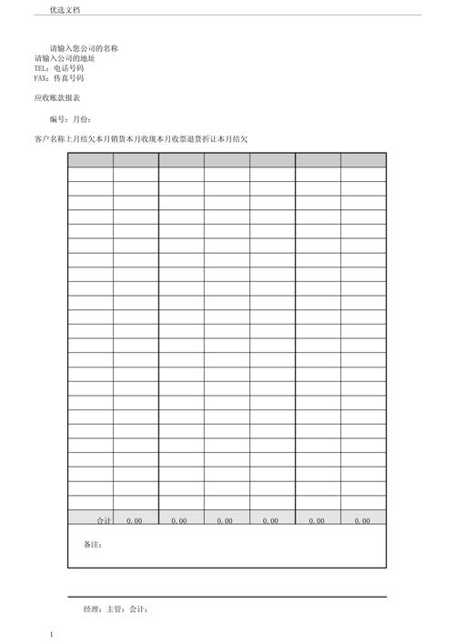 新應收賬款報表